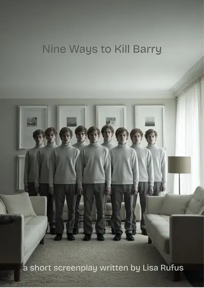Poster for NINE WAYS TO KILL BARRY, written by Lisa Rufus, AFIN 2025