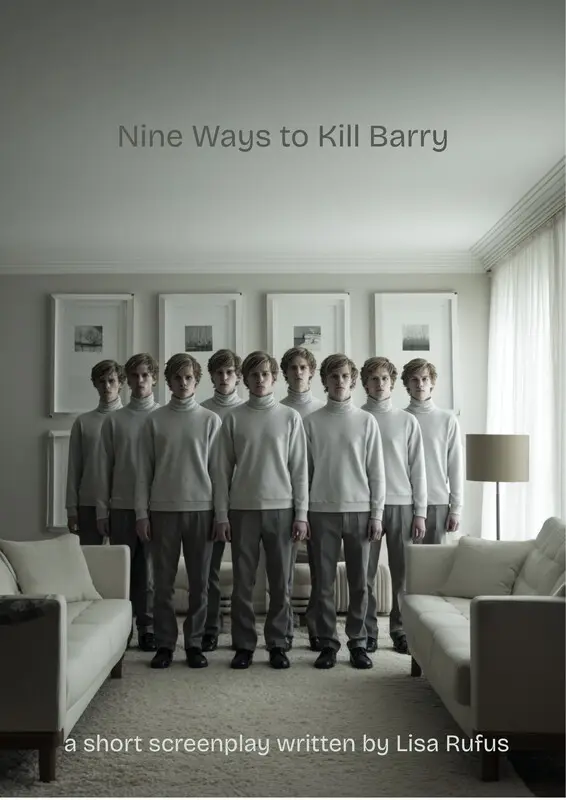Poster for NINE WAYS TO KILL BARRY, written by Lisa Rufus, AFIN 2025